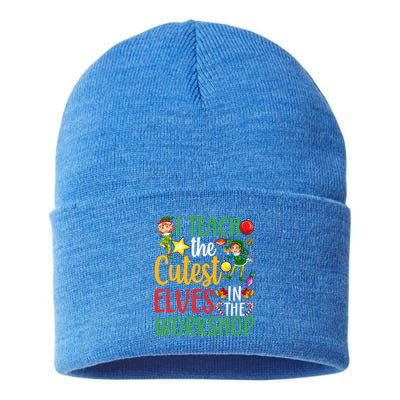 I Teach The Cutest In The Workshop Teacher Christmas Cute Gift Sustainable Knit Beanie