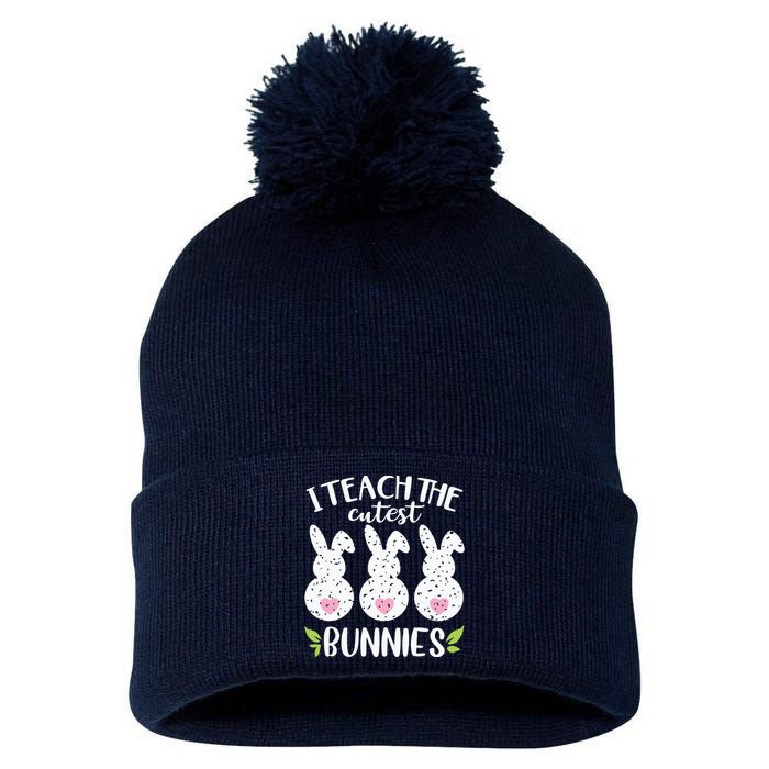 I Teach The Cutest Bunnies Love Teaching Pom Pom 12in Knit Beanie