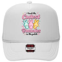 I Teach The Cutest Bunnies Funny Teacher Easter Day High Crown Mesh Back Trucker Hat