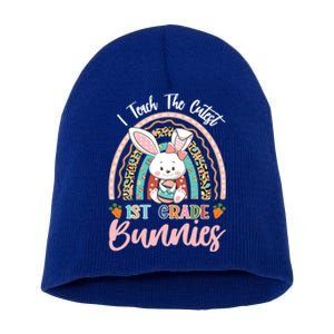 I Teach The Cutest 1st Grade Bunnies Teacher Easter Gift Short Acrylic Beanie