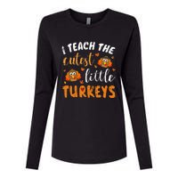 I Teach The Cutest Little Turkeys For Teacher Thanksgiving Womens Cotton Relaxed Long Sleeve T-Shirt