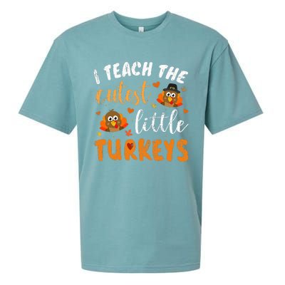 I Teach The Cutest Little Turkeys For Teacher Thanksgiving Sueded Cloud Jersey T-Shirt