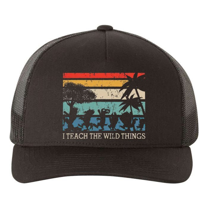 I Teach The Wildthings Vintage Retro Teacherlife Gift Yupoong Adult 5-Panel Trucker Hat