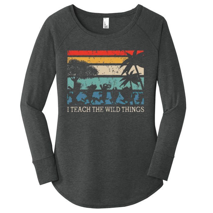 I Teach The Wildthings Vintage Retro Teacherlife Gift Women's Perfect Tri Tunic Long Sleeve Shirt