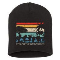 I Teach The Wildthings Vintage Retro Teacherlife Gift Short Acrylic Beanie