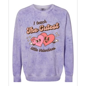 I Teach The Cutest Little Valentines Retro School Teacher Gift Colorblast Crewneck Sweatshirt