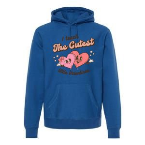 I Teach The Cutest Little Valentines Retro School Teacher Gift Premium Hoodie