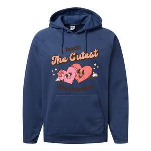 I Teach The Cutest Little Valentines Retro School Teacher Gift Performance Fleece Hoodie