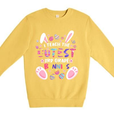 I Teach The Cutest 3rd Grade Bunnies Teacher Easter Day Cool Gift Premium Crewneck Sweatshirt