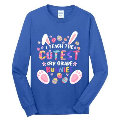 I Teach The Cutest 3rd Grade Bunnies Teacher Easter Day Cool Gift Tall Long Sleeve T-Shirt