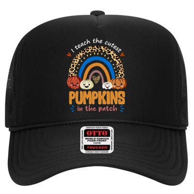 I Teach The Cutest Pumpkins In The Patch Leopard High Crown Mesh Back Trucker Hat