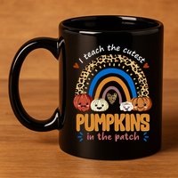I Teach The Cutest Pumpkins In The Patch Leopard 11oz C Handle Ceramic Mug