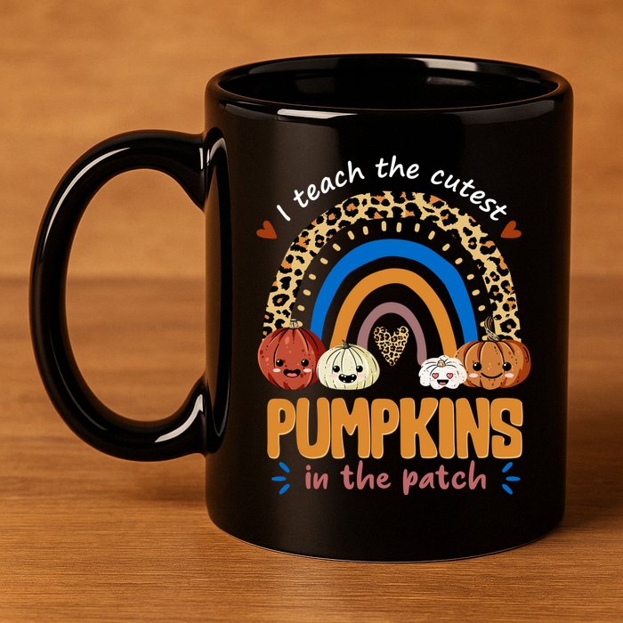 I Teach The Cutest Pumpkins In The Patch Leopard 11oz C Handle Ceramic Mug