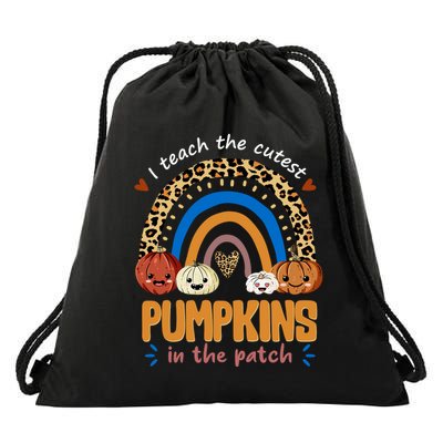 I Teach The Cutest Pumpkins In The Patch Leopard Drawstring Bag