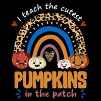 I Teach The Cutest Pumpkins In The Patch Leopard Flat Bill Trucker Hat