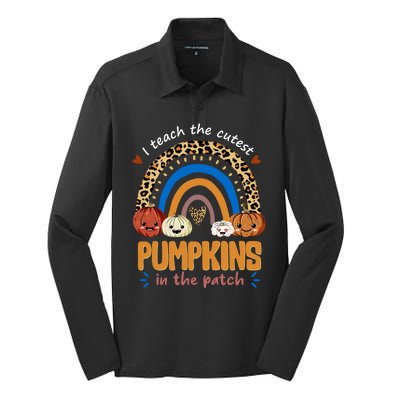 I Teach The Cutest Pumpkins In The Patch Leopard Silk Touch Performance Long Sleeve Polo