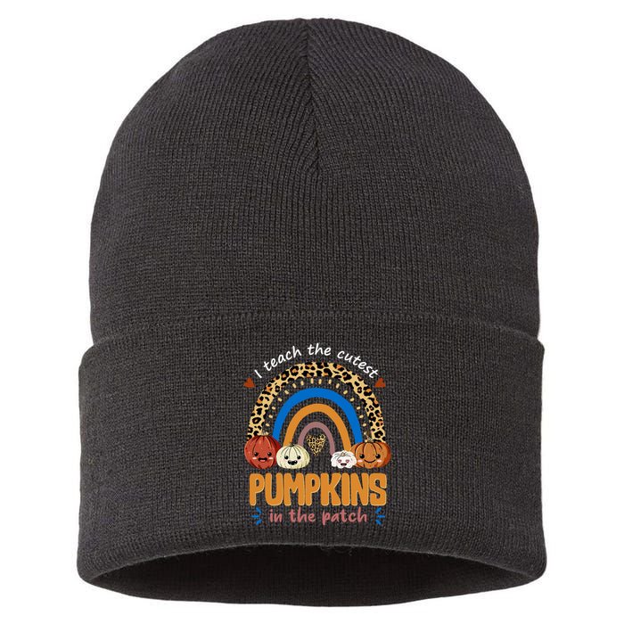I Teach The Cutest Pumpkins In The Patch Leopard Sustainable Knit Beanie
