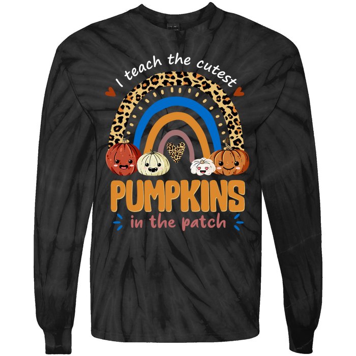 I Teach The Cutest Pumpkins In The Patch Leopard Tie-Dye Long Sleeve Shirt