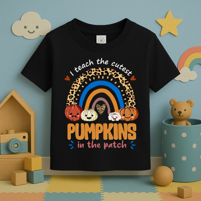 I Teach The Cutest Pumpkins In The Patch Leopard Toddler T-Shirt