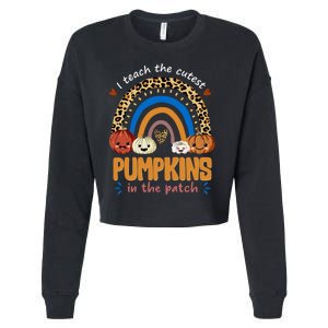 I Teach The Cutest Pumpkins In The Patch Leopard Cropped Pullover Crew