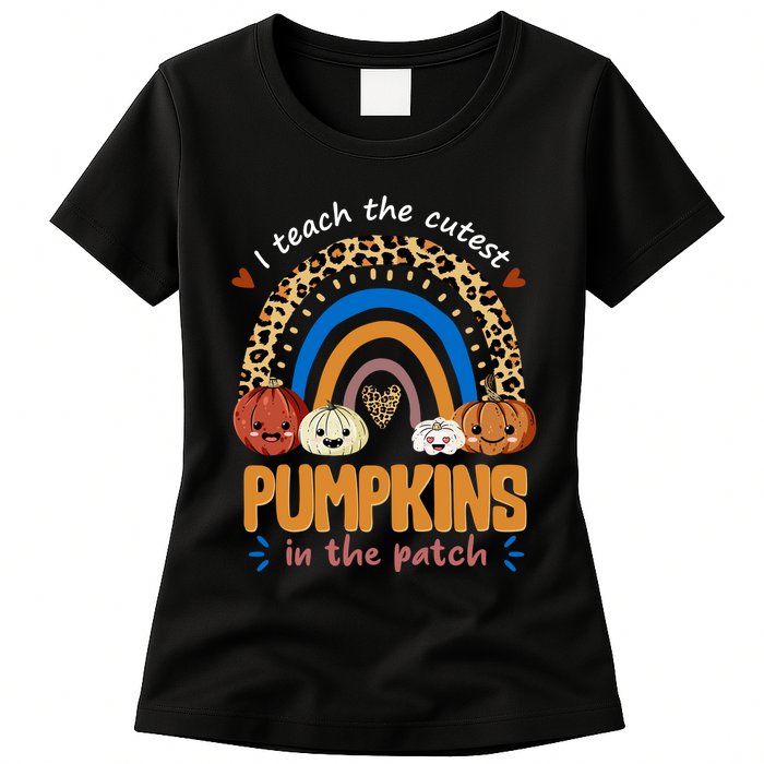 I Teach The Cutest Pumpkins In The Patch Leopard Womens T-Shirt