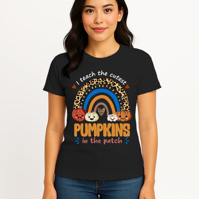 I Teach The Cutest Pumpkins In The Patch Leopard Womens T-Shirt
