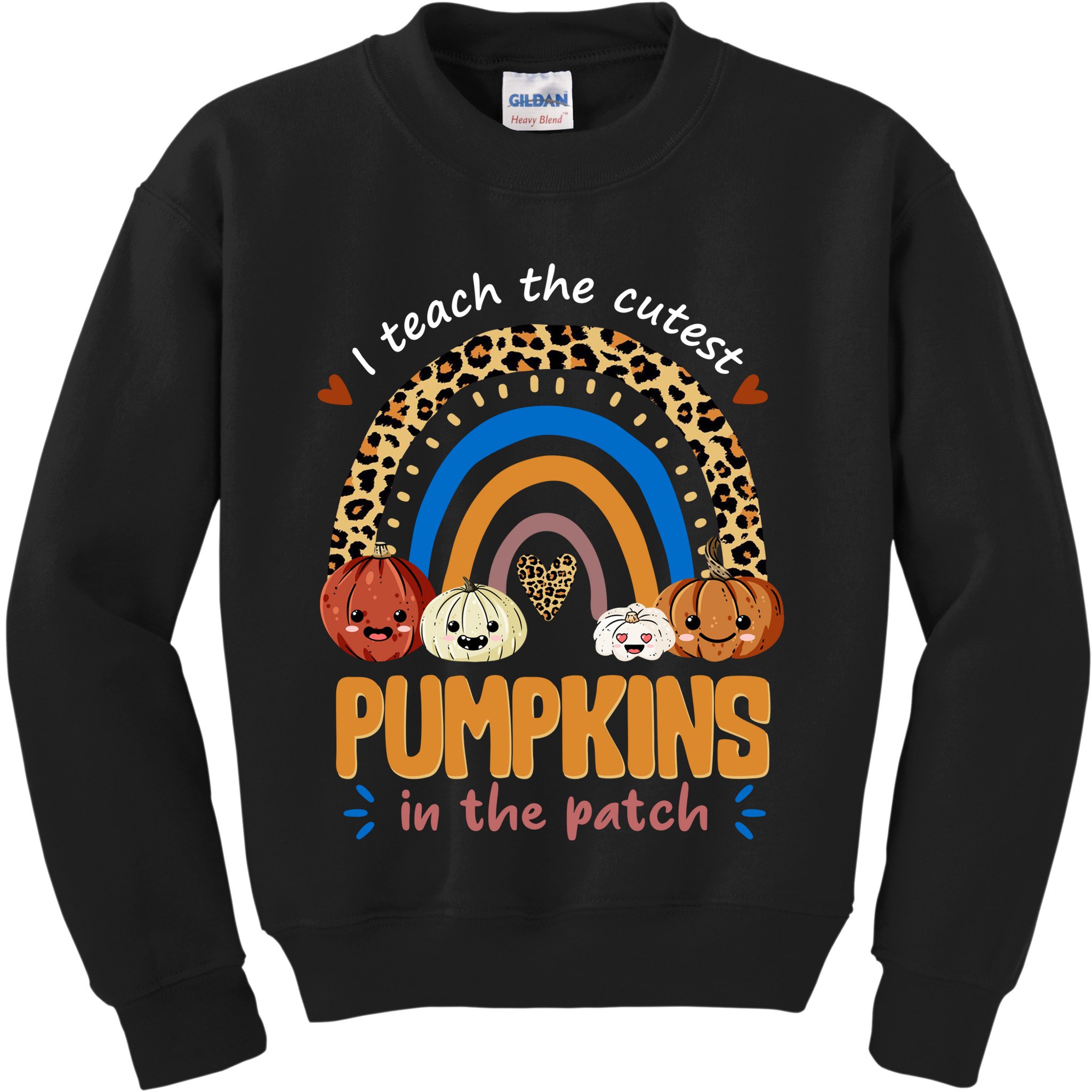 I Teach The Cutest Pumpkins In The Patch Leopard Kids Sweatshirt