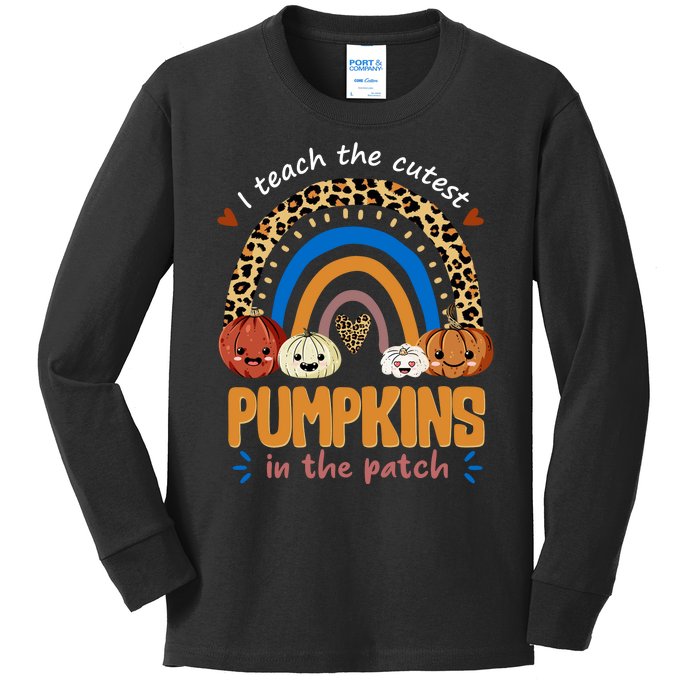 I Teach The Cutest Pumpkins In The Patch Leopard Kids Long Sleeve Shirt