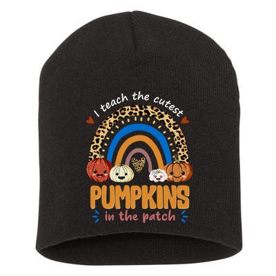 I Teach The Cutest Pumpkins In The Patch Leopard Short Acrylic Beanie