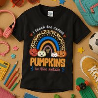 I Teach The Cutest Pumpkins In The Patch Leopard Kids T-Shirt