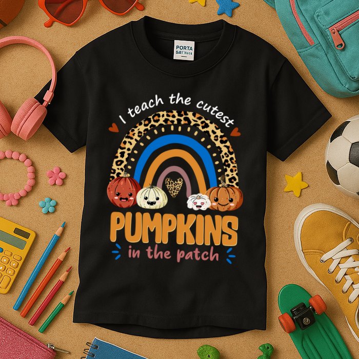 I Teach The Cutest Pumpkins In The Patch Leopard Kids T-Shirt