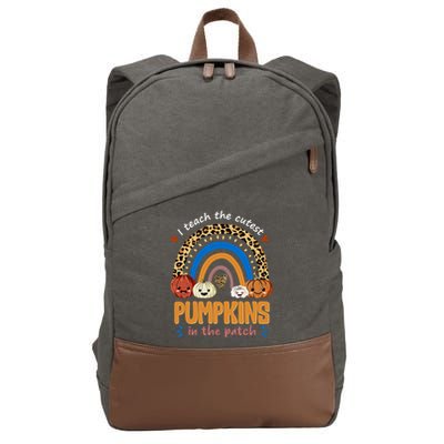 I Teach The Cutest Pumpkins In The Patch Leopard Cotton Canvas Backpack