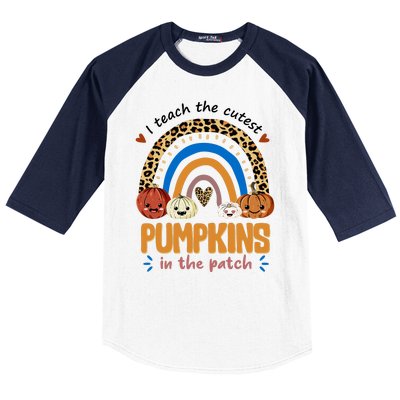 I Teach The Cutest Pumpkins In The Patch Leopard Baseball Sleeve Shirt