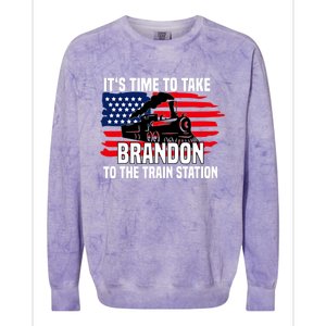 Its Time To Take Brandon To The Train Station, Anti Biden Design Colorblast Crewneck Sweatshirt