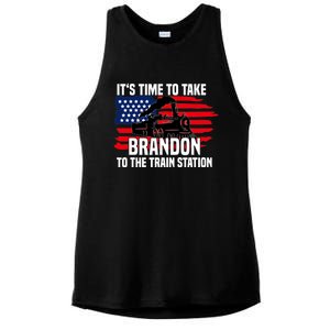 Its Time To Take Brandon To The Train Station, Anti Biden Design Ladies PosiCharge Tri-Blend Wicking Tank