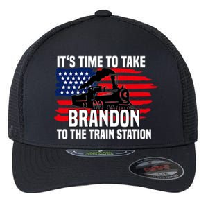 Its Time To Take Brandon To The Train Station, Anti Biden Design Flexfit Unipanel Trucker Cap