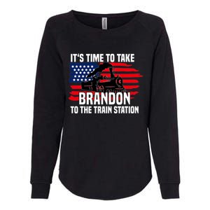 Its Time To Take Brandon To The Train Station, Anti Biden Design Womens California Wash Sweatshirt