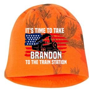 Its Time To Take Brandon To The Train Station, Anti Biden Design Kati - Camo Knit Beanie