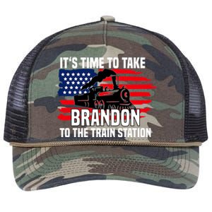 Its Time To Take Brandon To The Train Station, Anti Biden Design Retro Rope Trucker Hat Cap