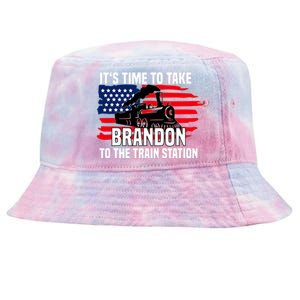 Its Time To Take Brandon To The Train Station, Anti Biden Design Tie-Dyed Bucket Hat