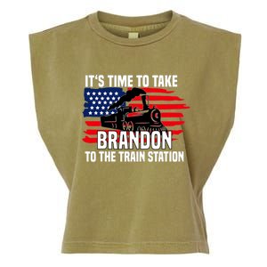 Its Time To Take Brandon To The Train Station, Anti Biden Design Garment-Dyed Women's Muscle Tee