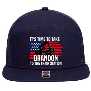 Its Time To Take Brandon To The Train Station, Anti Biden Design 7 Panel Mesh Trucker Snapback Hat