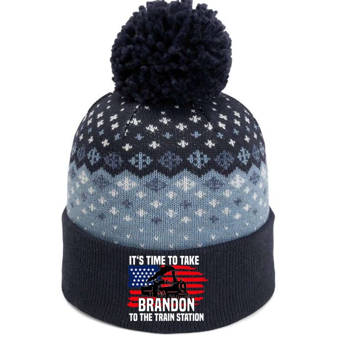 Its Time To Take Brandon To The Train Station, Anti Biden Design The Baniff Cuffed Pom Beanie