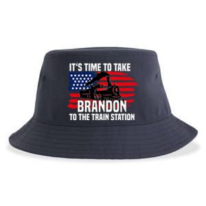 Its Time To Take Brandon To The Train Station, Anti Biden Design Sustainable Bucket Hat