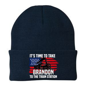 Its Time To Take Brandon To The Train Station, Anti Biden Design Knit Cap Winter Beanie