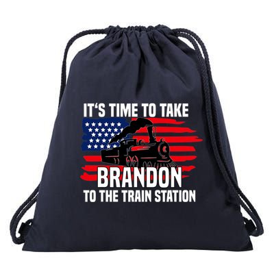 Its Time To Take Brandon To The Train Station, Anti Biden Design Drawstring Bag