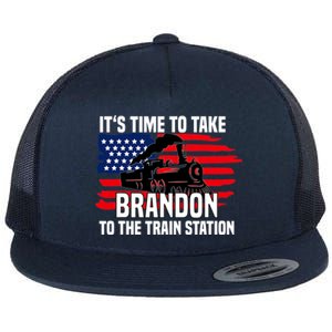 Its Time To Take Brandon To The Train Station, Anti Biden Design Flat Bill Trucker Hat