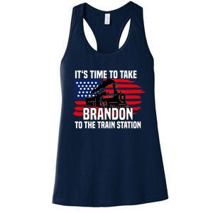 Its Time To Take Brandon To The Train Station, Anti Biden Design Women's Racerback Tank