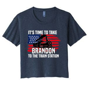 Its Time To Take Brandon To The Train Station, Anti Biden Design Women's Crop Top Tee