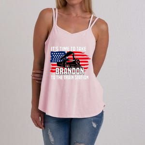 Its Time To Take Brandon To The Train Station, Anti Biden Design Women's Strappy Tank